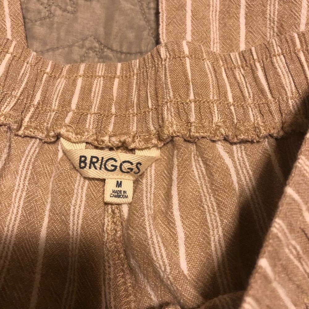 Briggs New York Tan and White linen blend Striped Trousers - Picture 4 of 5